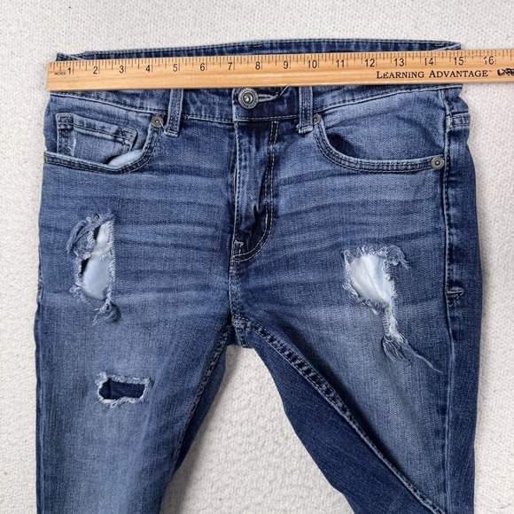 BKE Jeans Men's 30X30 Alec Straight Leg Distressed‎ Whiskered Blue Denim - Picture 4 of 11